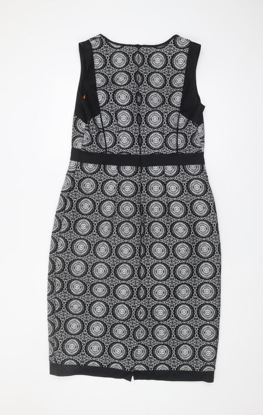 Next Women's Black Geometric Sheath Dress Size 14 Tall
