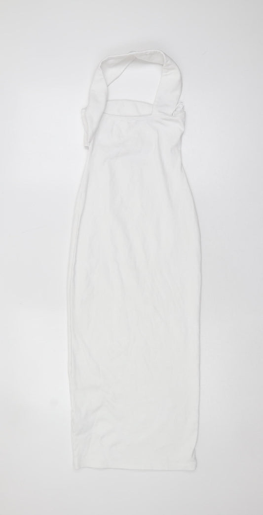 Zara Women’s White S Bodycon Sleeveless Halter Dress