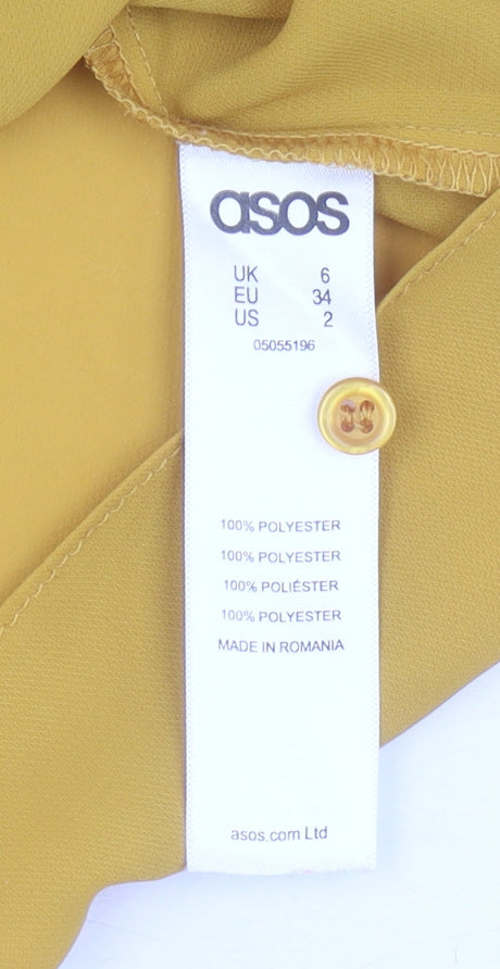 Womens UK Size 6 ASOS Yellow Basic Blouse