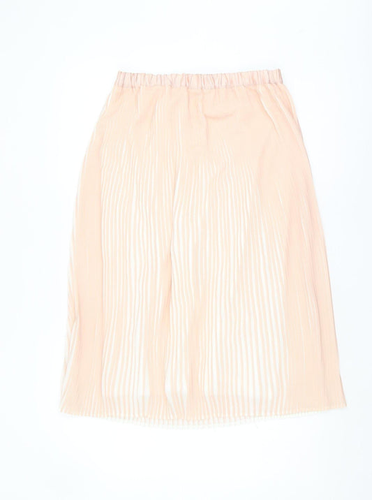 ADIVA Women's Beige Pleated Midi Skirt, Size M