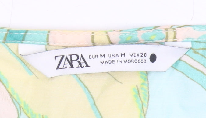Womens UK Size M Zara Multicoloured Cropped Blouse
