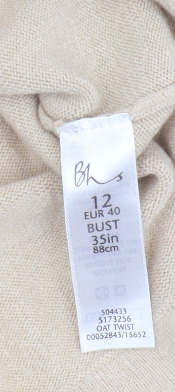 Womens UK Size 12 BHS Beige Full Zip Jumper
