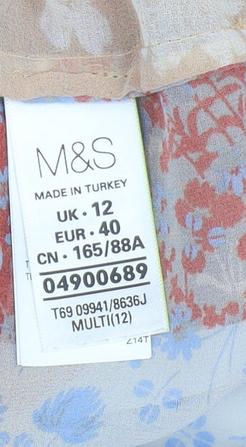 Womens UK Size 12 Marks and Spencer Multicoloured Basic Blouse