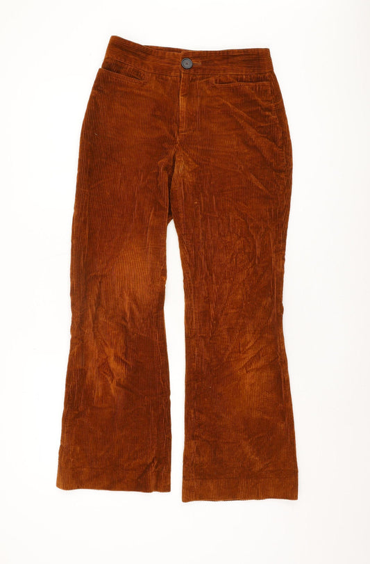 Womens UK Size XS Zara Regular Fit Casual Brown Trousers