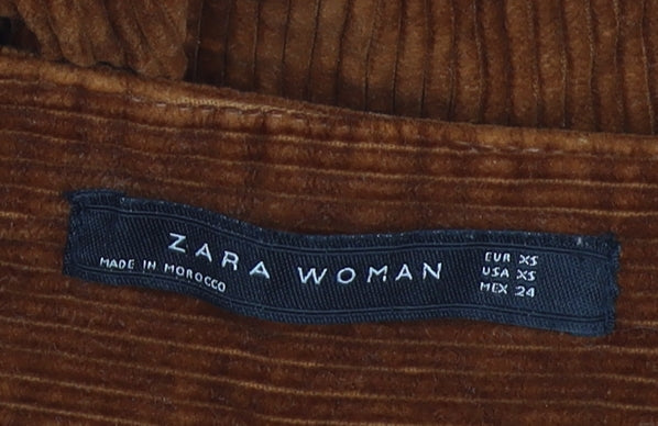 Womens UK Size XS Zara Regular Fit Casual Brown Trousers