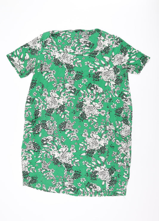 Additional front view of Roman Green Floral Short Sleeve Women's Dress, size 10