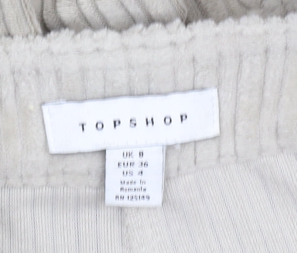 Topshop Women's Beige Cropped Corduroy Trousers Size 8
