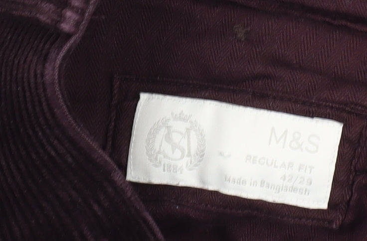 Mens UK Size 42 Marks and Spencer Regular Fit Casual Purple Trousers