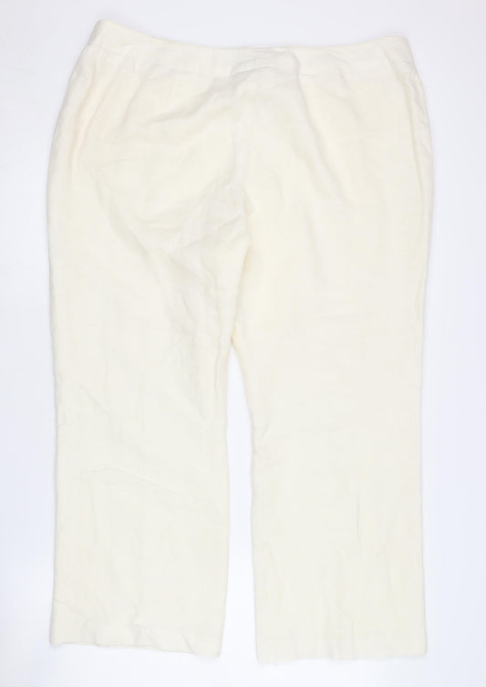 Ann Harvey Women's Ivory Linen Trousers Size 18