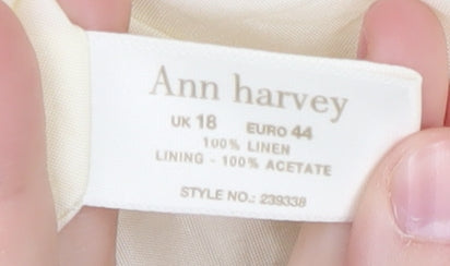 Ann Harvey Women's Ivory Linen Trousers Size 18