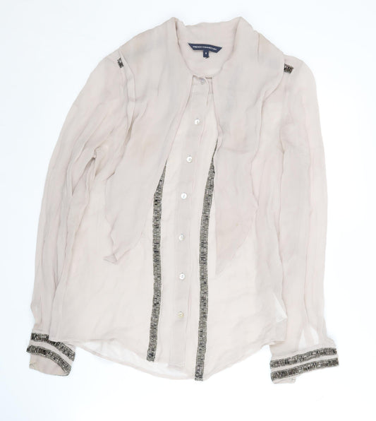 Womens UK Size 8 French Connection Beige Basic Blouse