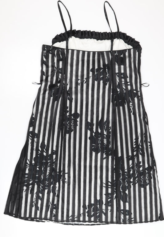 Début Women's Black Floral Striped Slip Dress Size 16