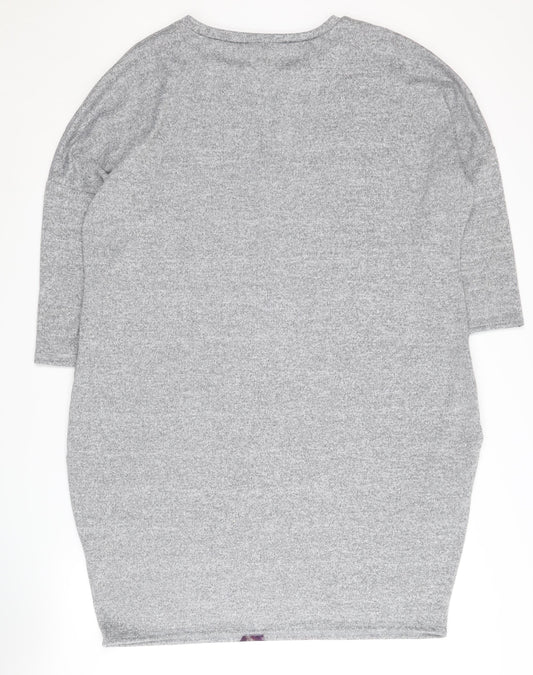 Roman Women Grey Floral Crew Neck Dress Size 18