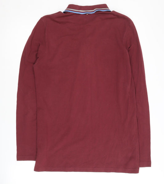 Pretty Green Men's Red Long Sleeve Polo Shirt M