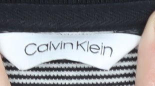 Calvin Klein Men's Black Striped 2XL Polo Shirt