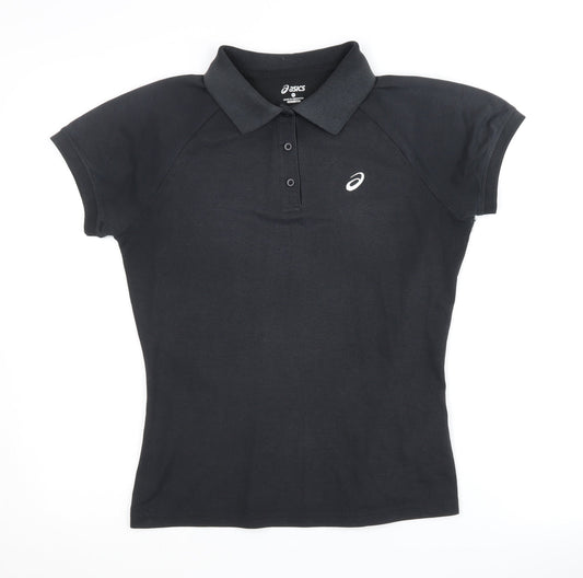 Womens UK Size M ASICS Black Basic Polo