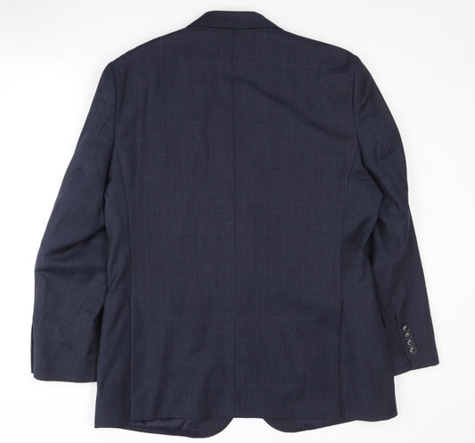 Austin Reed Men's Blue Check Blazer 44R Wool Jacket