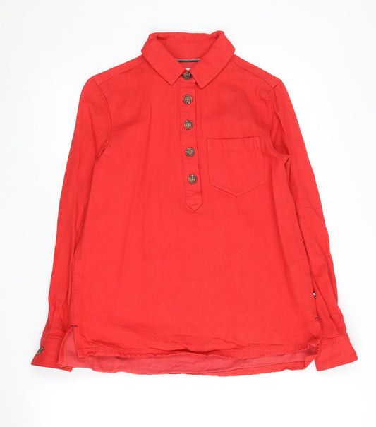 Womens UK Size 6 Joules Red Basic Button-Up