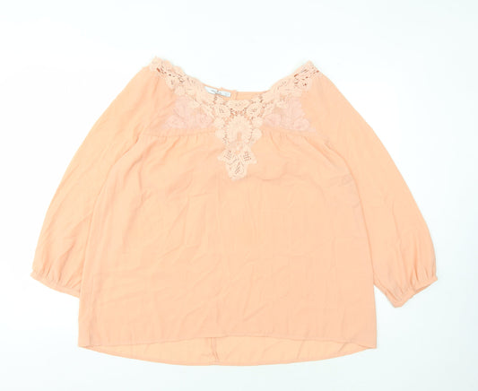 Womens UK Size 12 Mango Peach Basic Blouse