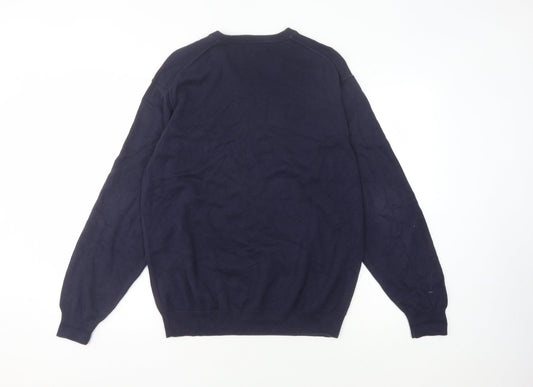 Wolsey Men's Blue V-Neck Knit Pullover Jumper Size M
