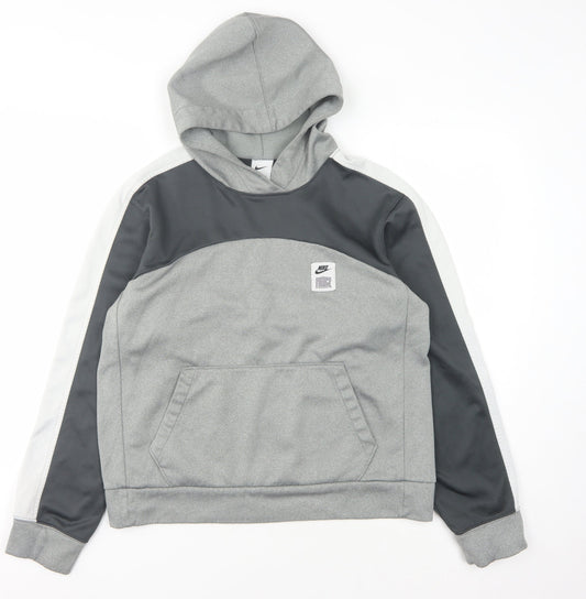 Additional front view of Nike unisex grey pullover hoodie - small
