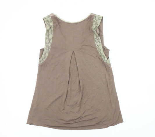 Cupio Women's Brown Sequin Lace Tank Top, Size S