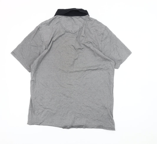 Marks and Spencer Men's Black Striped Polo M