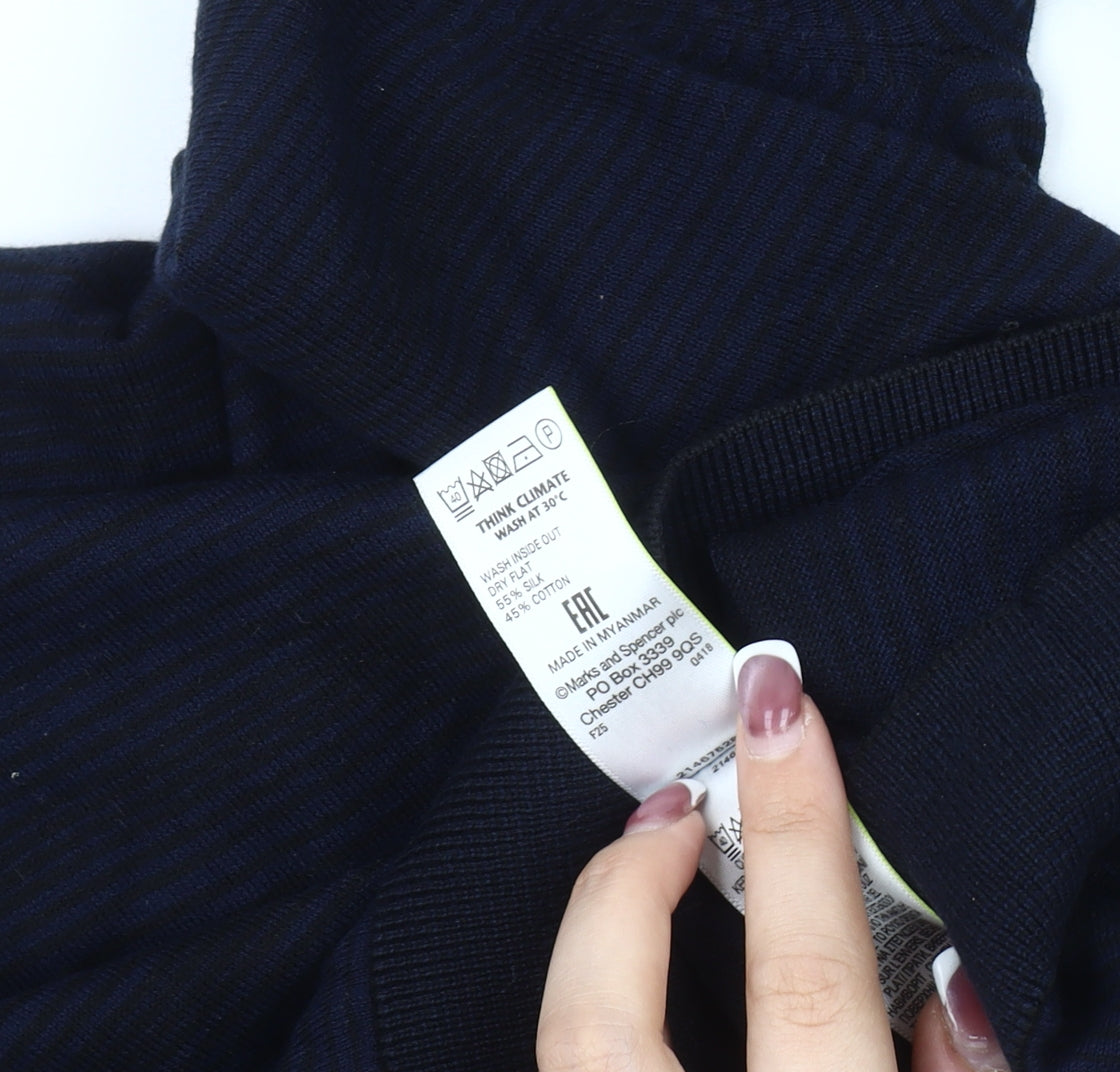 Autograph Men's Blue Silk Cotton Pullover L