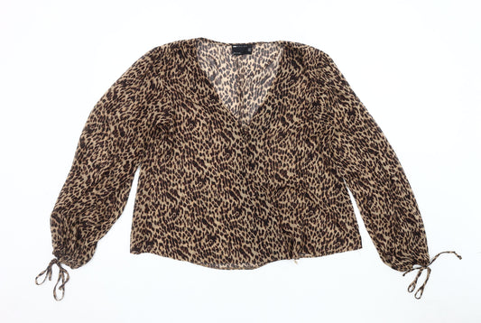 Womens UK Size 12 ASOS DESIGN Brown Wrap Blouse