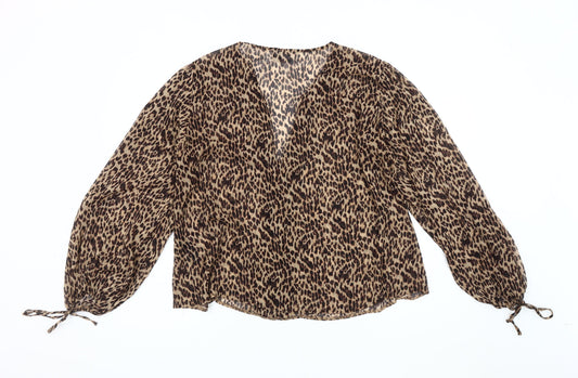 Womens UK Size 12 ASOS DESIGN Brown Wrap Blouse