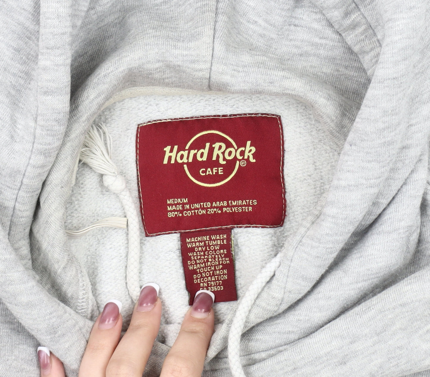 Unisex Adults UK Size M Hard Rock Cafe Grey Pullover Hoodie