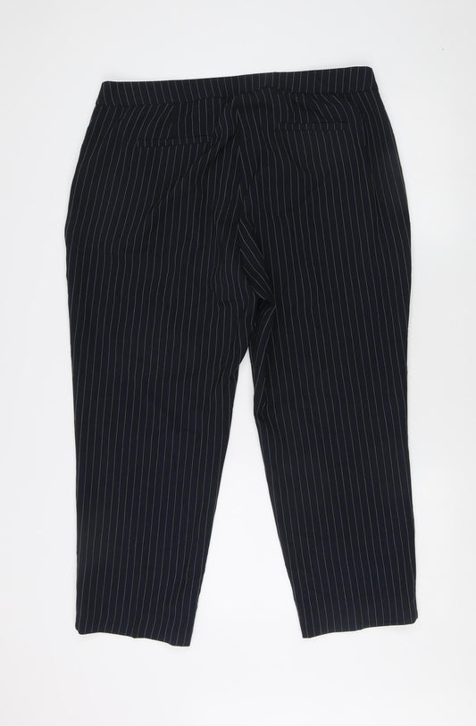 Marks and Spencer Women Black Striped Trousers Size 16