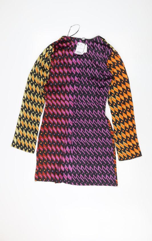 Zara Women's Multicoloured Geometric Party Shift Dress S