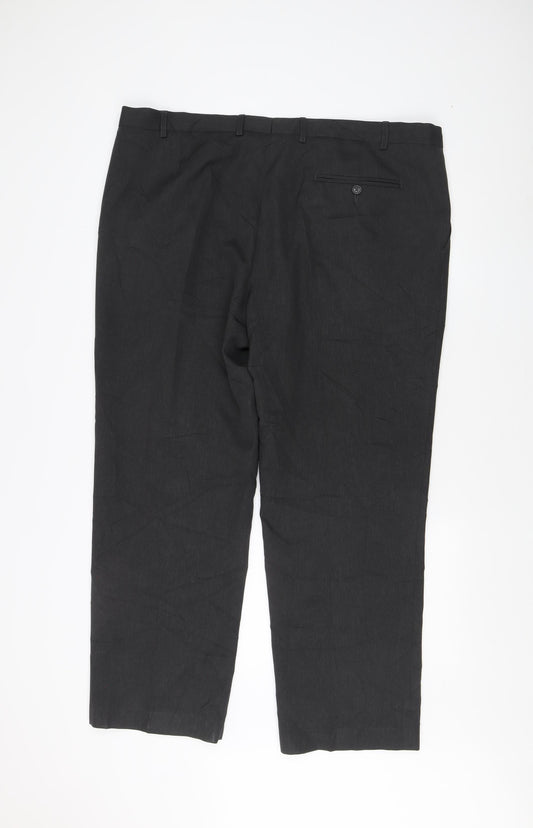 Marks and Spencer Men's Black Regular Trousers 42