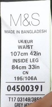 Marks and Spencer Men's Grey Trousers, Size 42