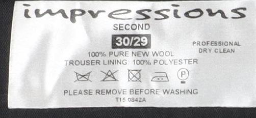 Impressions Men’s Black Wool Dress Trousers Size 30