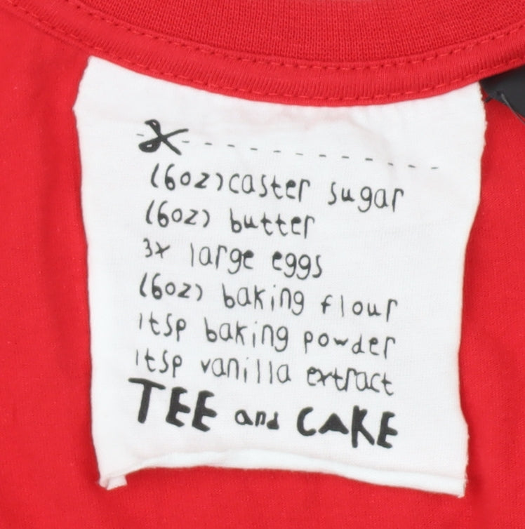 Additional view of Tee and Cake Red unisex graphic t-shirt, size 10, casual