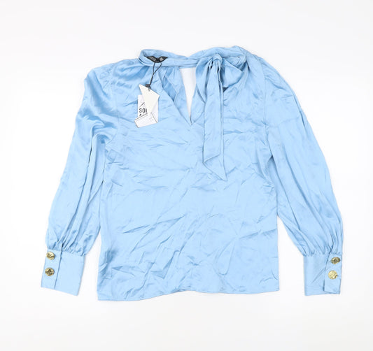 Zara Women's Blue XS Blouse, Long Sleeve, Button Accents