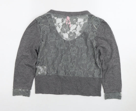 Womens UK Size M Lipsy Grey Cardigan Jumper