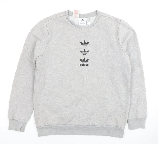 Adidas Boys Grey Pullover Sweatshirt 13-14 Years Logo Design