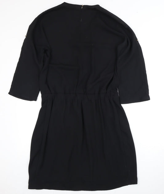 Massimo Dutti Women's Black V-Neck Dress Size 12