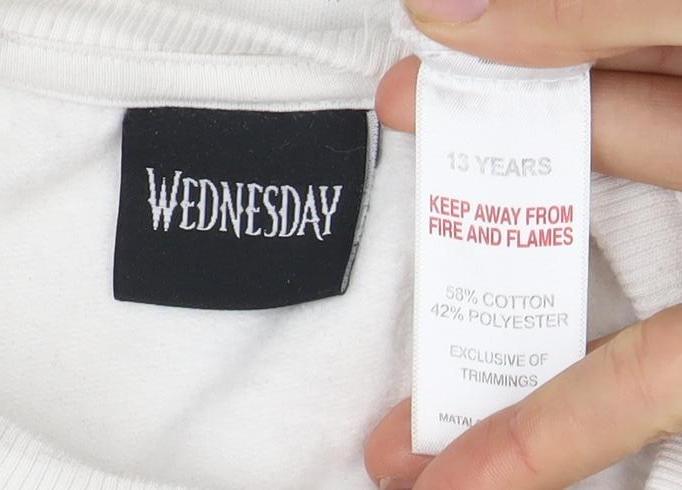 Girls White Wednesday Graphic Pullover Sweatshirt 13 Years