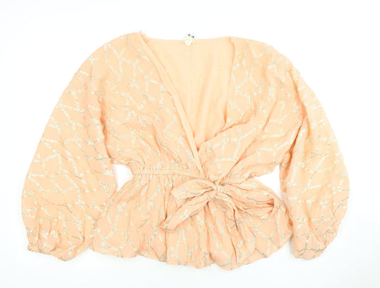 Womens UK Size 8 River Island Pink Wrap Blouse