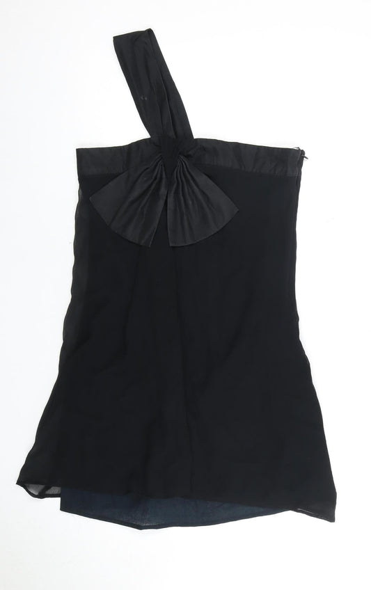 Womens UK Size 8 Lipsy Black Wrap Blouse