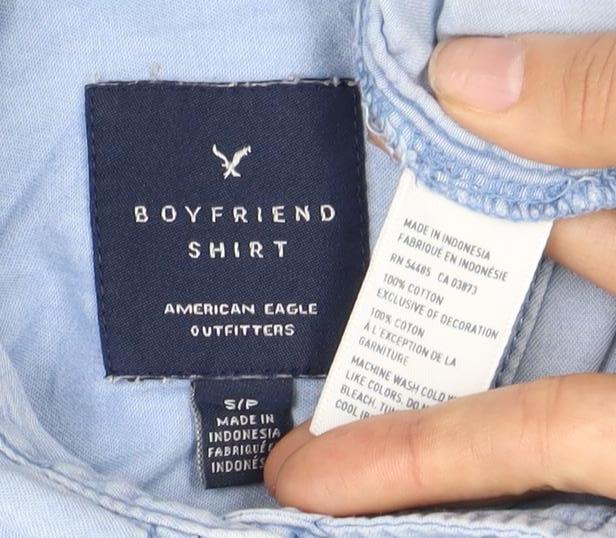 Unisex Adults UK Size S American Eagle Blue Basic Button-Up