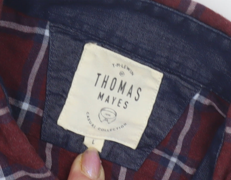 Thomas Mayes Men's Red Check Long Sleeve Shirt L