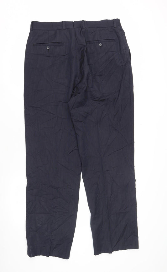 Mens UK Size 34R Austin Reed Regular Fit Business Formal Blue Trousers