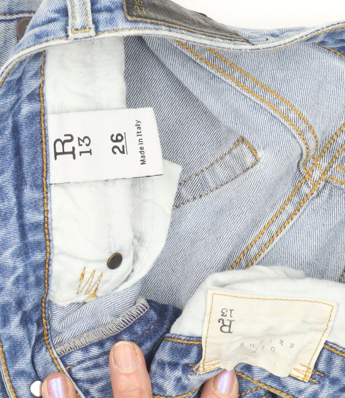 R13 Unisex Kids Blue Straight Jeans, 26 In Waist, Size 2XL