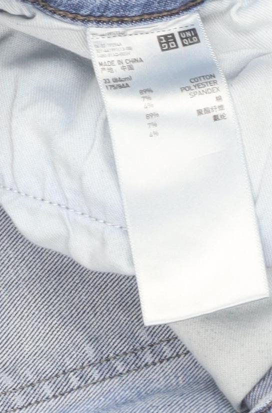 Mens UK Size 33 Uniqlo Regular Fit Straight Blue Jeans