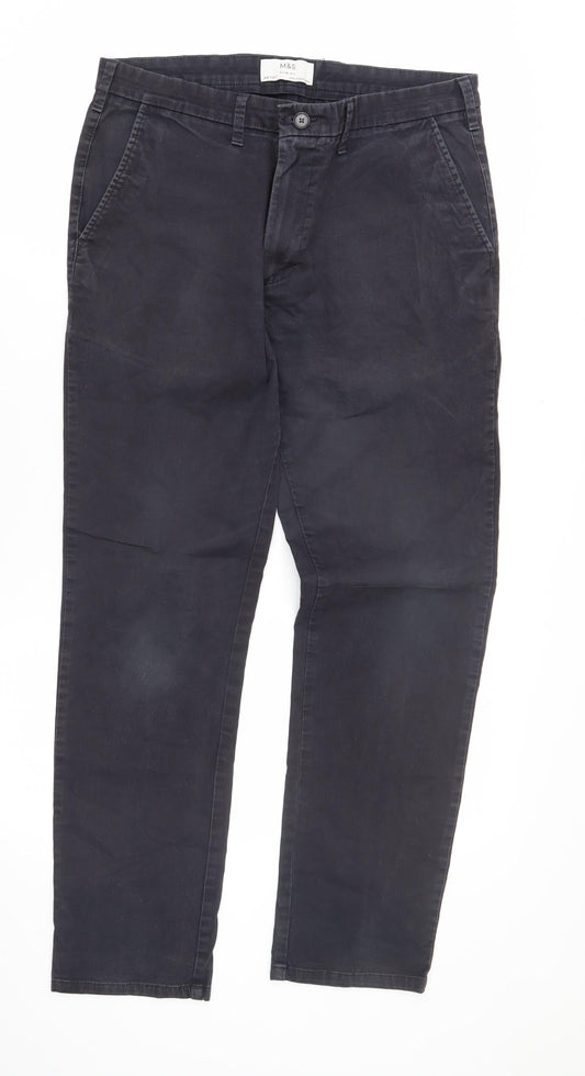 Marks and Spencer Men's Black Slim Fit Trousers 34